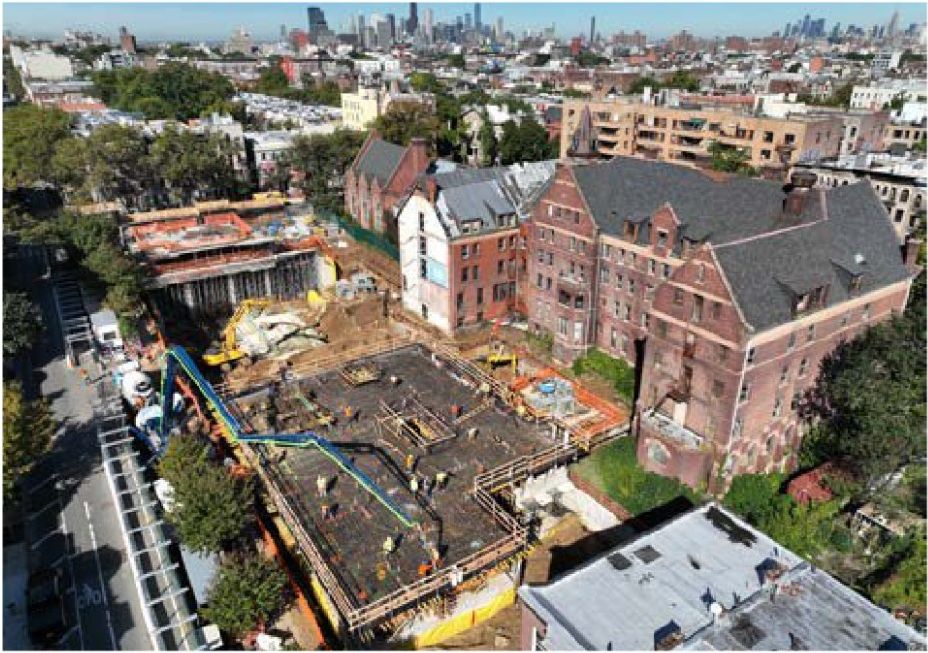 Aerial view of the Hebron school construction site