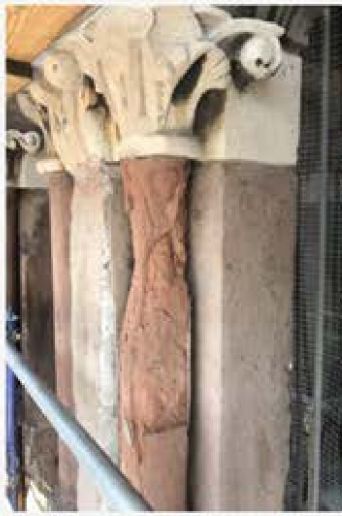 Brownstone colonettes before restoration