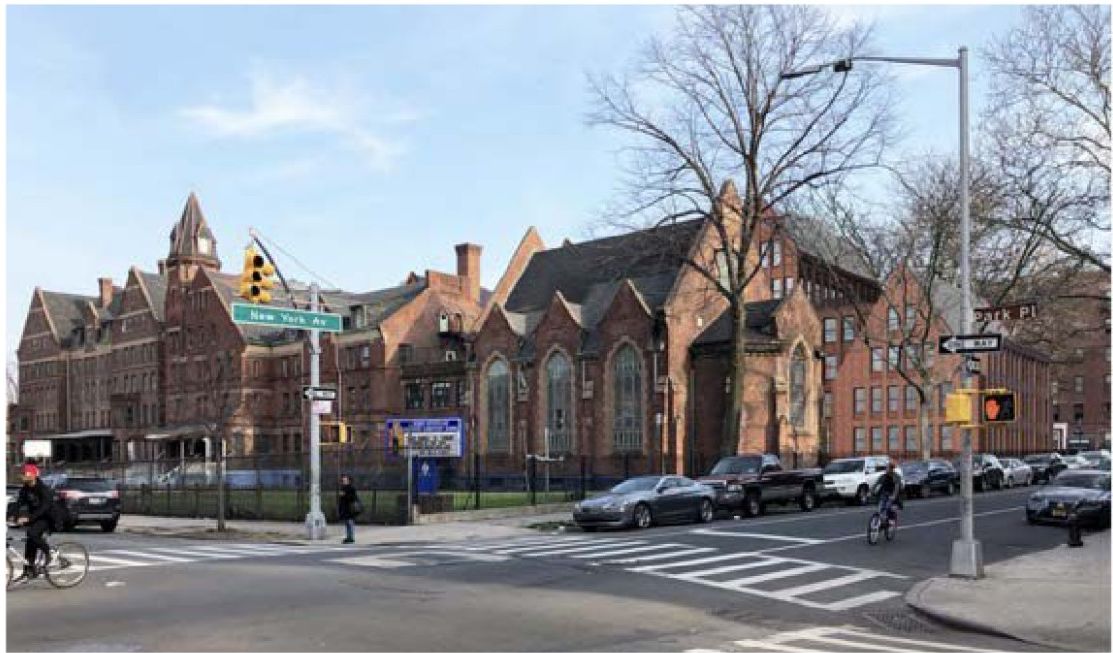 Street view of the historic Hebron Seventh-day Adventist School building